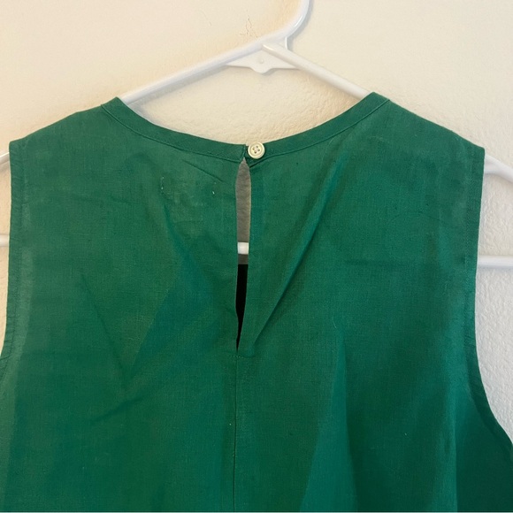 J.Crew Green Embroidered Cotton-linen Tank Blouse - Picture 6 of 7